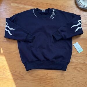 Altar’d State AS Revival Layup Bow Pullover Size XXS navy/white NWT